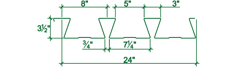 3.5D Dovetail Roof Deck Nominal Dimensions